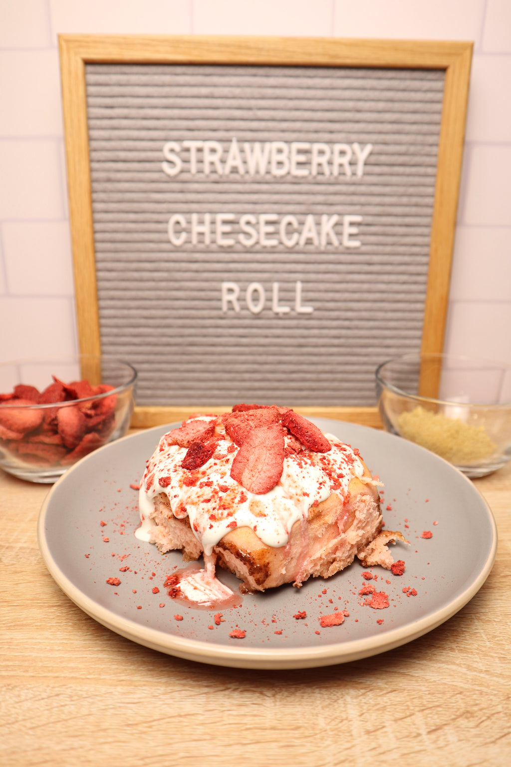 Strawberry Cheesecake Cinnamon Roll