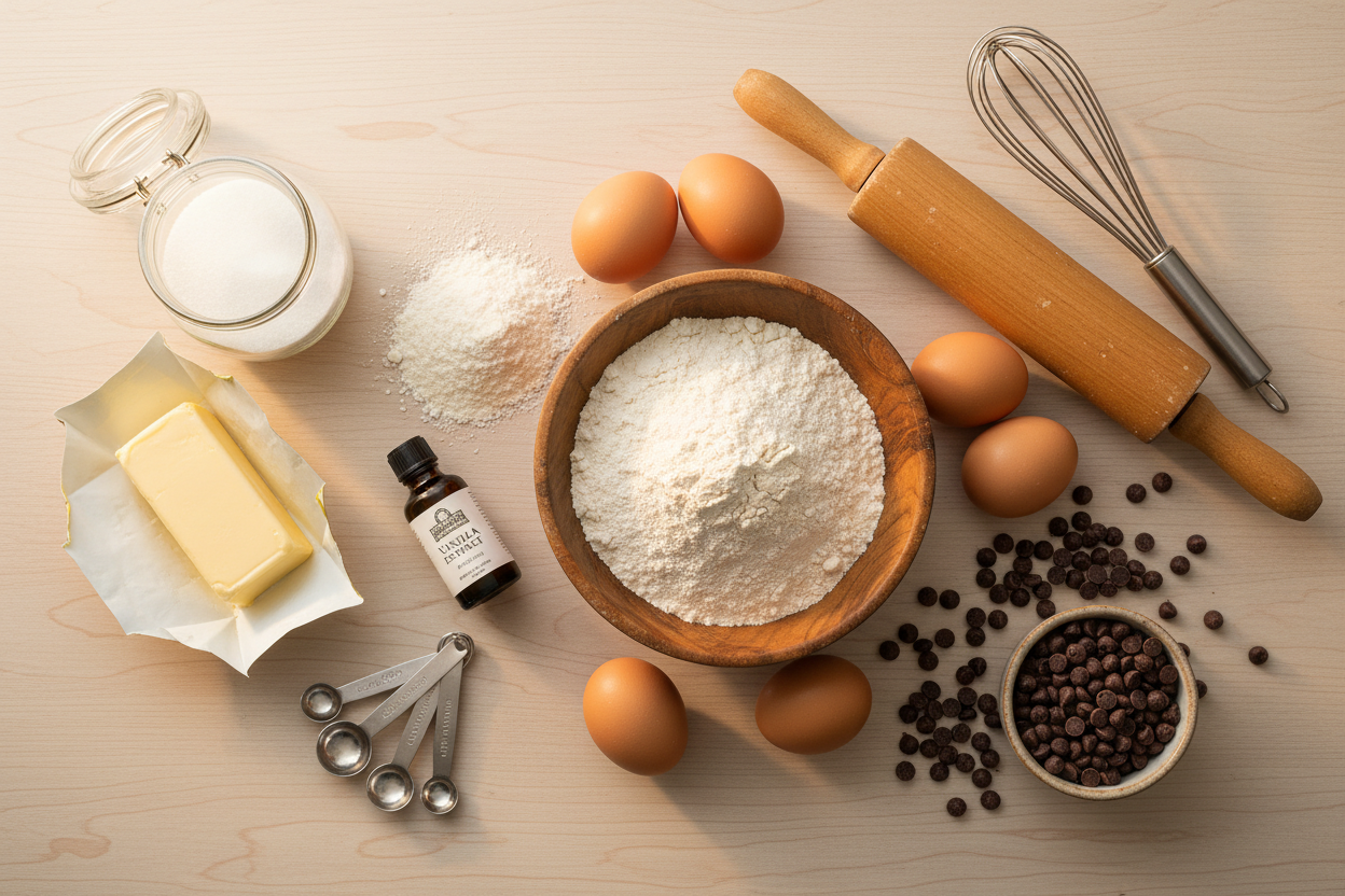 a flatlay of baking ingredients